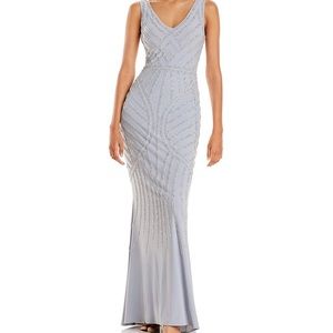 Aqua embellished column gown